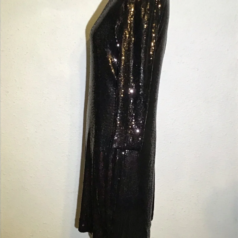 Tory Burch womens black sequins crew neck dress size medium
